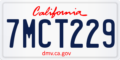 CA license plate 7MCT229