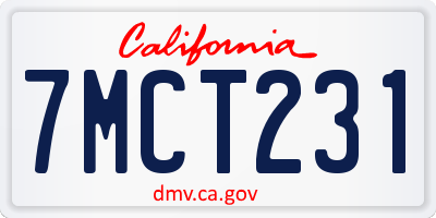 CA license plate 7MCT231