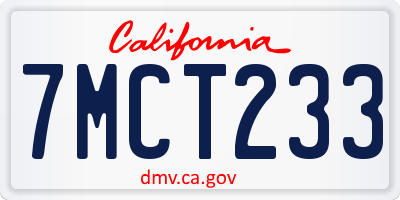 CA license plate 7MCT233
