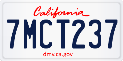 CA license plate 7MCT237