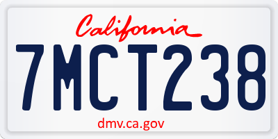 CA license plate 7MCT238