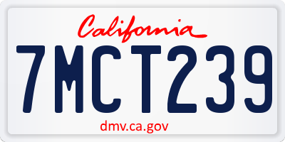 CA license plate 7MCT239