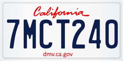 CA license plate 7MCT240