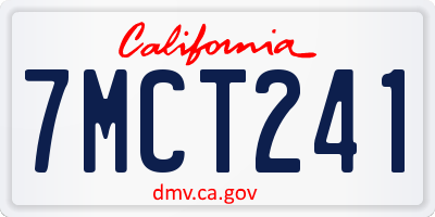 CA license plate 7MCT241