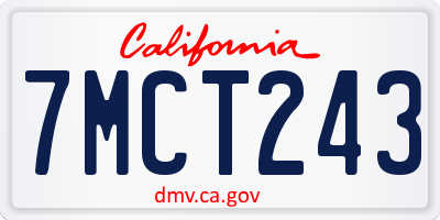 CA license plate 7MCT243