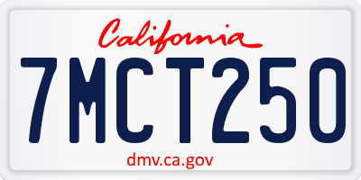 CA license plate 7MCT250