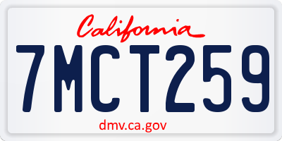 CA license plate 7MCT259