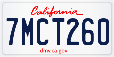 CA license plate 7MCT260