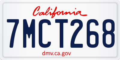 CA license plate 7MCT268