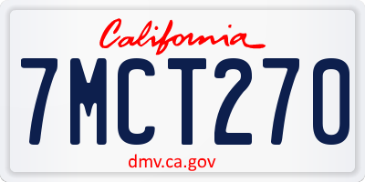 CA license plate 7MCT270
