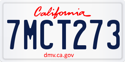 CA license plate 7MCT273