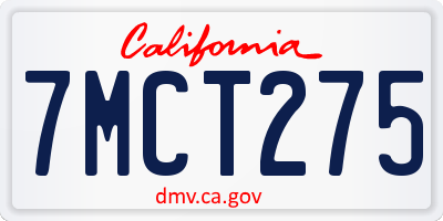 CA license plate 7MCT275