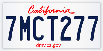 CA license plate 7MCT277