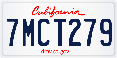 CA license plate 7MCT279