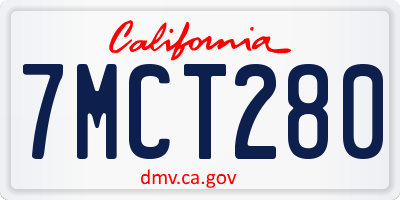 CA license plate 7MCT280