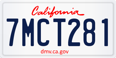 CA license plate 7MCT281