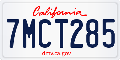 CA license plate 7MCT285