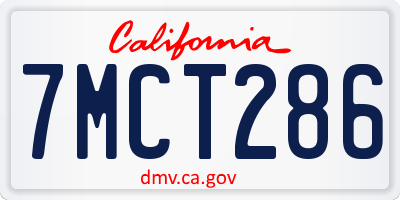 CA license plate 7MCT286