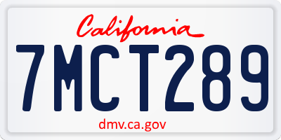 CA license plate 7MCT289