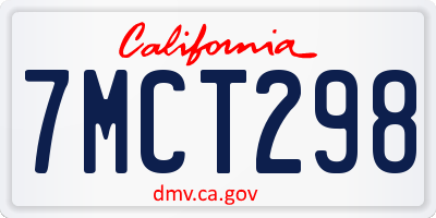 CA license plate 7MCT298