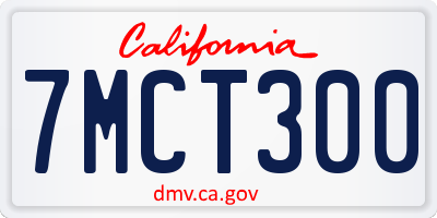 CA license plate 7MCT300