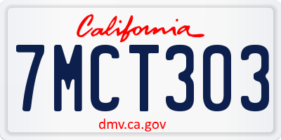 CA license plate 7MCT303