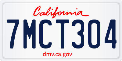 CA license plate 7MCT304