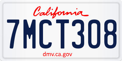CA license plate 7MCT308