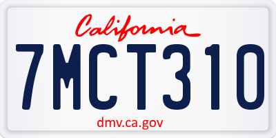 CA license plate 7MCT310