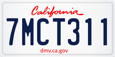 CA license plate 7MCT311