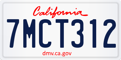 CA license plate 7MCT312