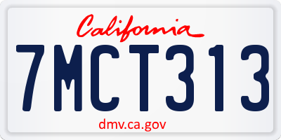 CA license plate 7MCT313