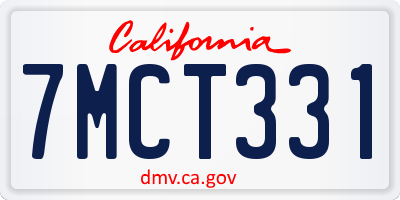 CA license plate 7MCT331