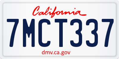 CA license plate 7MCT337