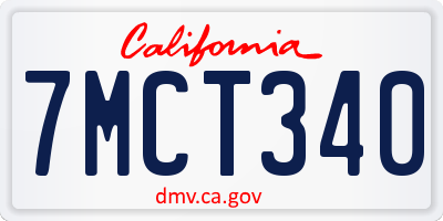 CA license plate 7MCT340