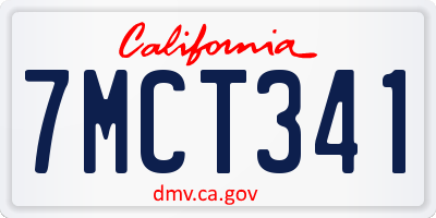 CA license plate 7MCT341