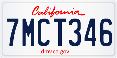 CA license plate 7MCT346