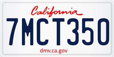 CA license plate 7MCT350