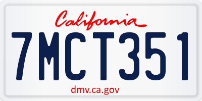 CA license plate 7MCT351