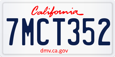 CA license plate 7MCT352