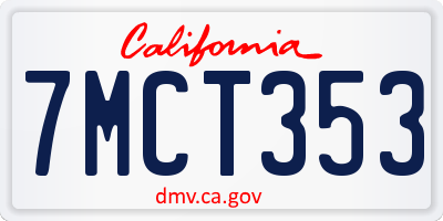 CA license plate 7MCT353