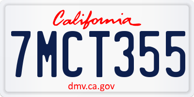 CA license plate 7MCT355