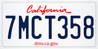 CA license plate 7MCT358