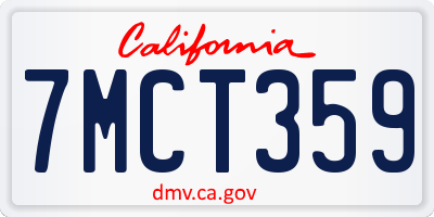 CA license plate 7MCT359
