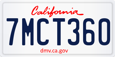CA license plate 7MCT360