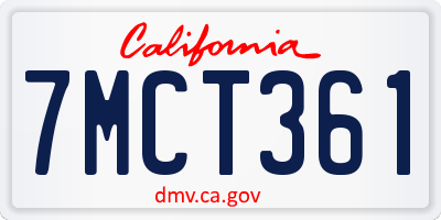 CA license plate 7MCT361