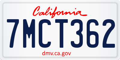 CA license plate 7MCT362