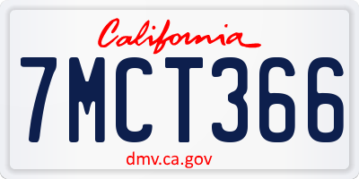 CA license plate 7MCT366