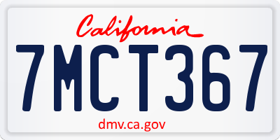 CA license plate 7MCT367