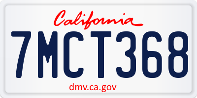 CA license plate 7MCT368